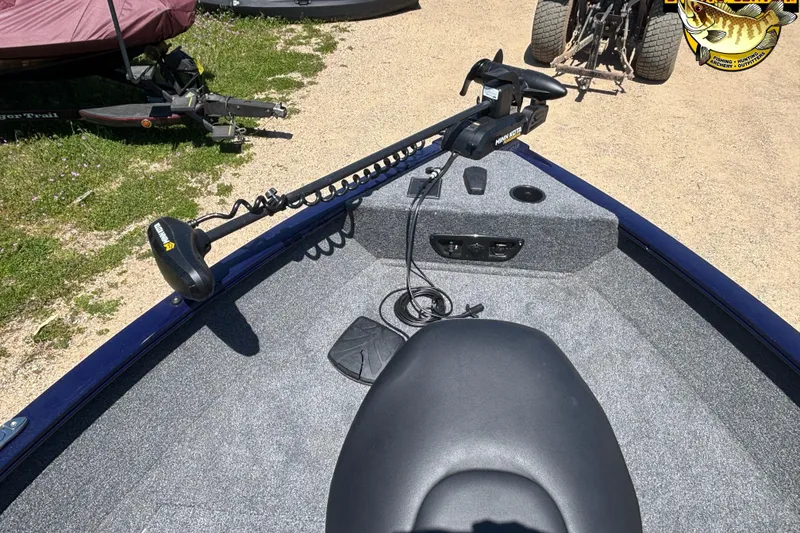Slide: The Image of 2023 Tracker Pro Guide V-175 WT boat with Minn Kota trolling motor on deck. - 8