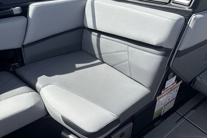 Slide: The Image of 2024 Supra SL 550 interior seating with sleek gray upholstery and modern design. - 17