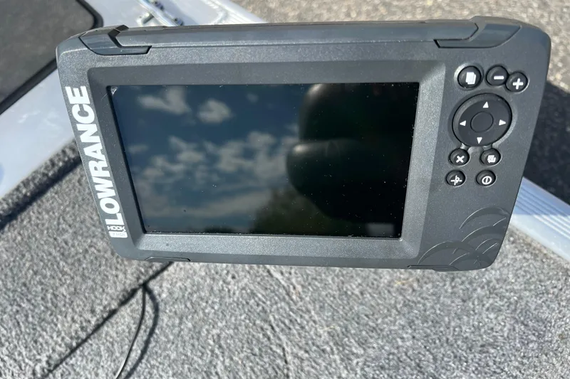 Slide: The Image of Lowrance fish finder on 2019 Tracker Bass Tracker Classic XL boat deck. - 12