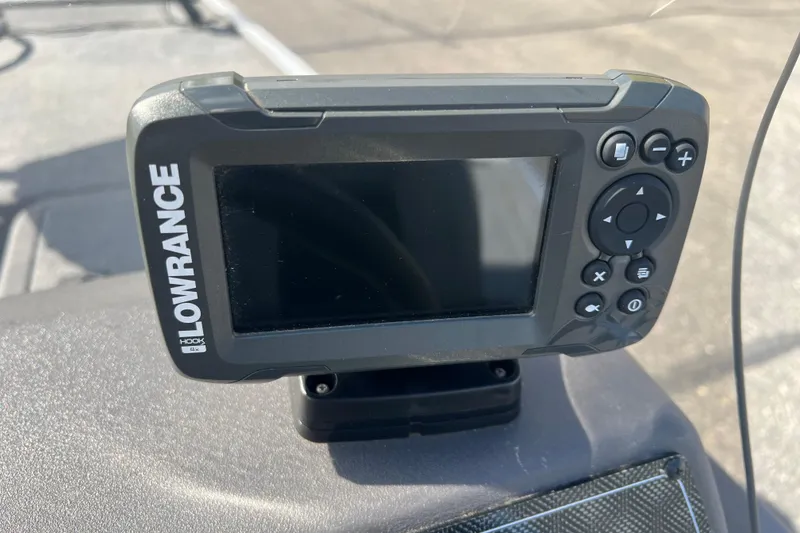 Slide: The Image of Lowrance fish finder on 2019 Tracker Bass Tracker Classic XL boat dashboard. - 13