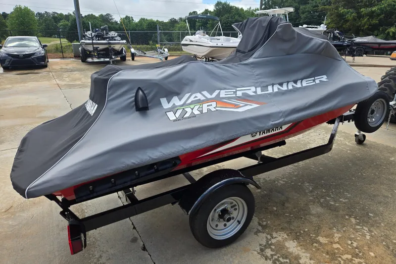 Slide: The Image of 2019 Yamaha WaveRunner VXR covered on trailer in outdoor setting. - 8