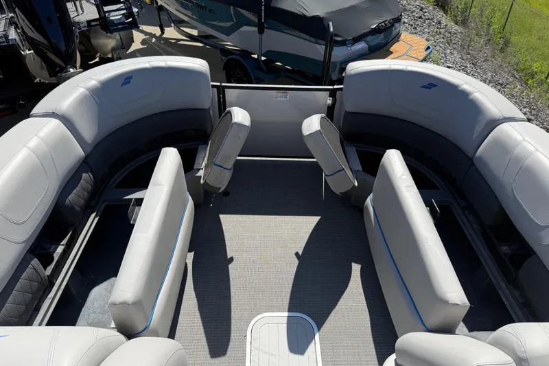 Slide: The Image of 2023 Starcraft SLS 5 boat interior with spacious seating and modern design. - 3