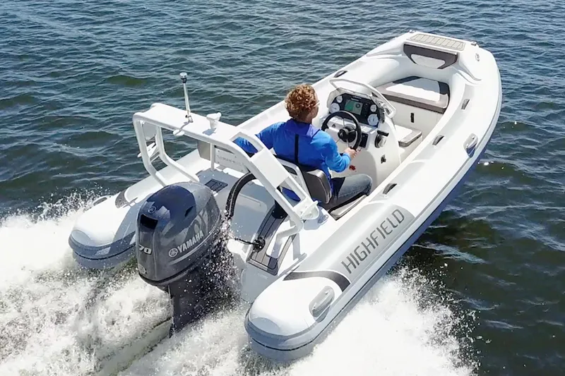 Slide: The Image of Manufacturer Provided Image: Highfield Sport 460 boat cruising on water, 2021 model with Yamaha engine. - 14