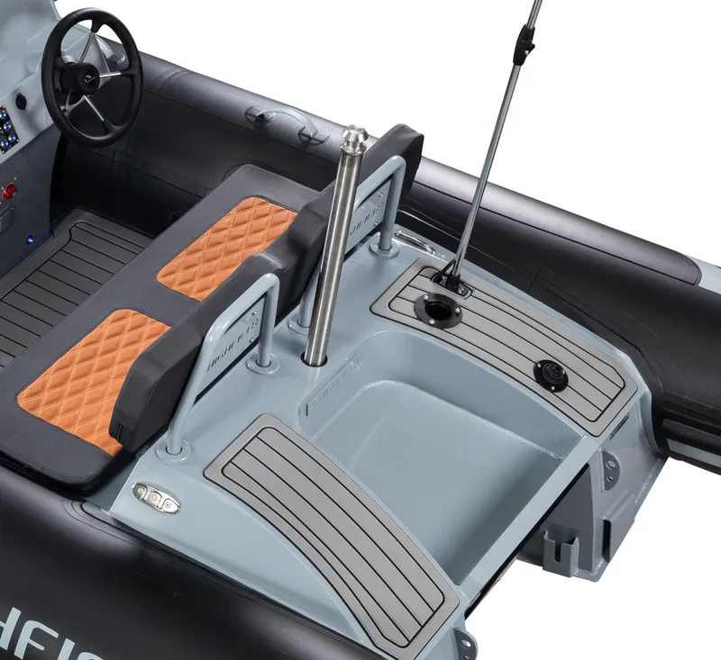 Slide: The Image of Manufacturer Provided Image: 2021 Highfield Sport 460 boat interior with seating and steering wheel. - 15