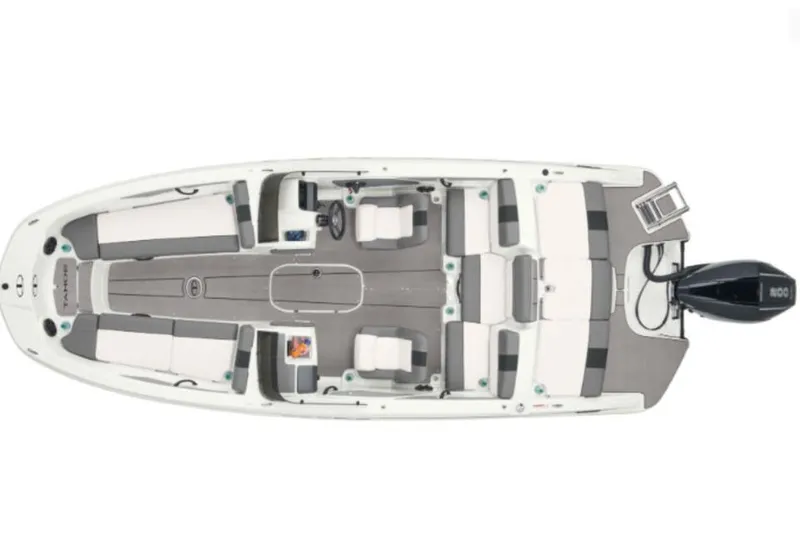 Slide: The Image of Top view of 2026 Tahoe T21 boat with spacious seating and modern design. - 3
