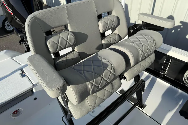 Slide: The Image of 2026 Blazer Bay PURE BAY 2200 boat seat with quilted gray upholstery. - 18