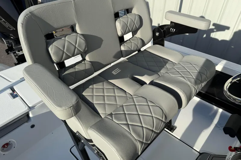 Slide: The Image of Luxurious seating on 2026 Blazer Bay PURE BAY 2200 boat with quilted gray upholstery. - 19