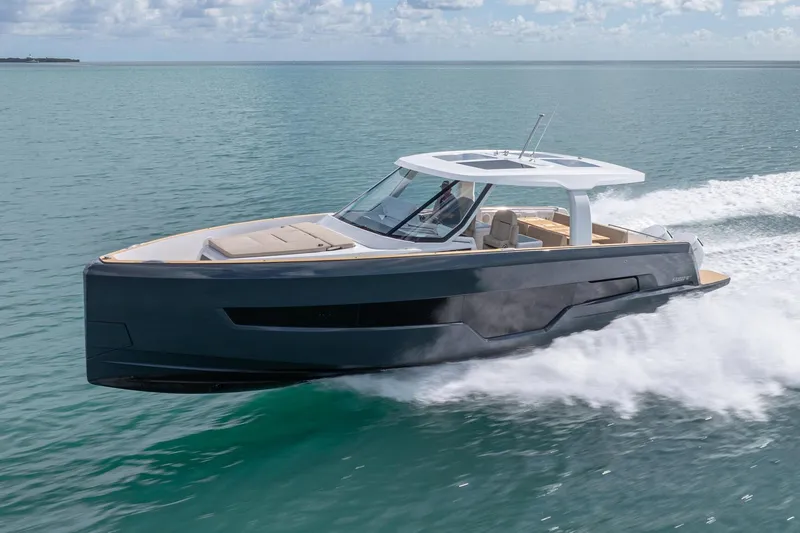 The Image of 2026 Fjord 41 XP yacht cruising on open water, showcasing sleek design and modern features. - 0
