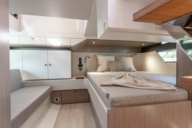 Slide: The Image of Luxurious interior of 2026 Fjord 41 XP yacht with cozy bed and modern design. - 27