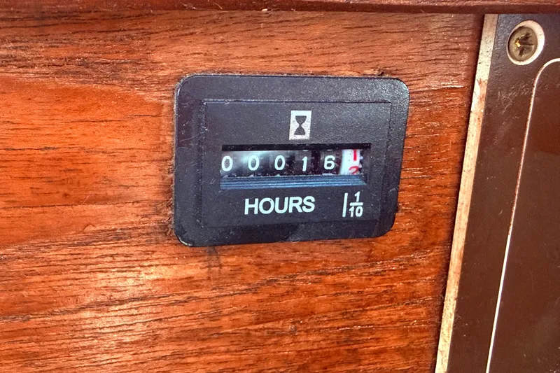 Slide: The Image of Hour meter on 1985 Lancer Yachts 40 Motorsailer, displaying 16.2 hours. - 35