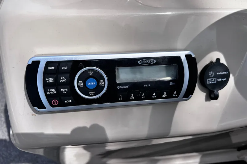 Slide: The Image of Jensen audio system on 2017 Sun Tracker Party Barge 22 DLX with USB input. - 8