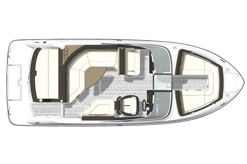 Slide: The Image of Manufacturer Provided Image: Top view of 2018 Sea Ray SLX 230 boat layout with seating and helm. - 32