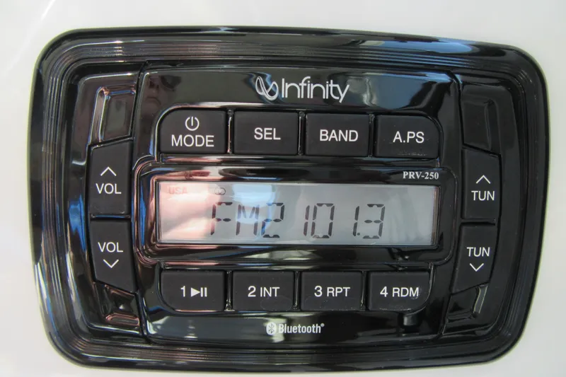 Slide: The Image of Infinity PRV-250 stereo system with Bluetooth, installed in a 2013 Parker 2320 SL Sport Cabin. - 38