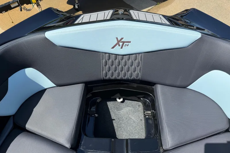 Slide: The Image of Interior of 2022 MasterCraft XT24 boat with stylish seating design. - 4