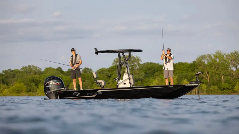 Slide: The Image of Two anglers on a G3 Bay 19 GX boat, 2026 model. - 13