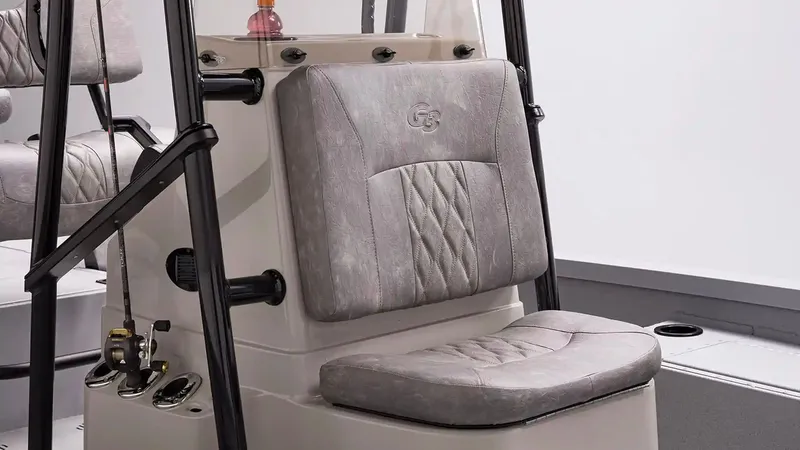 Slide: The Image of G3 Bay 19 GX 2026 boat seat with fishing rod holder. - 9