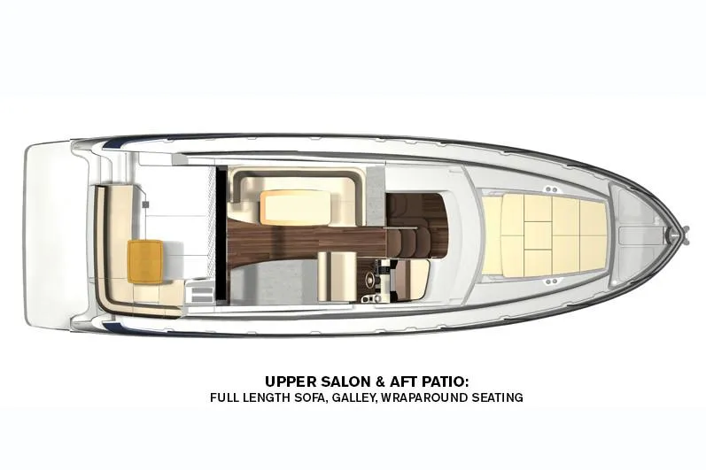 Slide: The Image of 2019 Regal 42 Grande Coupe yacht docked at marina, featuring sleek design and spacious deck. - 31