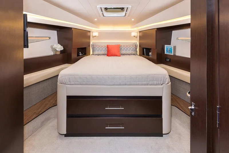 Slide: The Image of Manufacturer Provided Image: Luxurious bedroom interior of 2019 Regal 42 Grande Coupe yacht with modern decor. - 58
