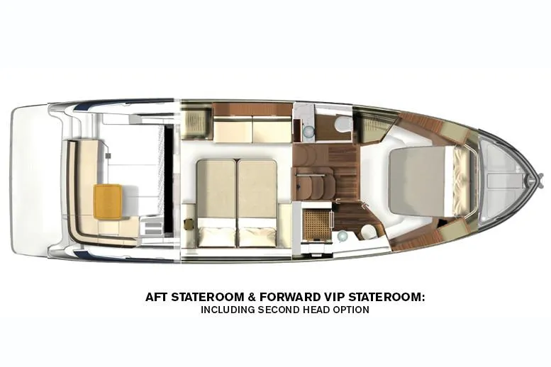 Slide: The Image of Manufacturer Provided Image: Top view layout of 2019 Regal 42 Grande Coupe yacht with aft and forward VIP staterooms. - 64