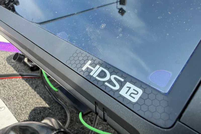 Slide: The Image of Close-up of HDS 12 display on 2002 Bullet 21XDC boat dashboard. - 48