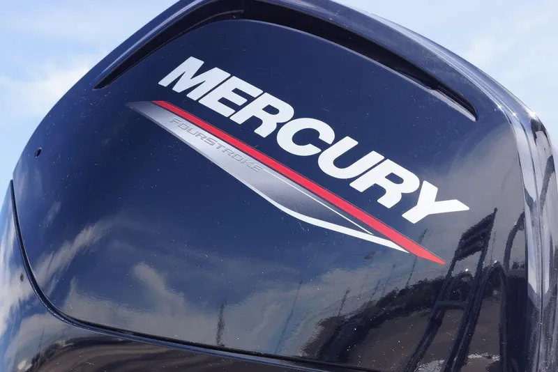 Slide: The Image of Mercury FourStroke engine on 2025 Sun Tracker Bass Buggy 18 DLX boat. - 18
