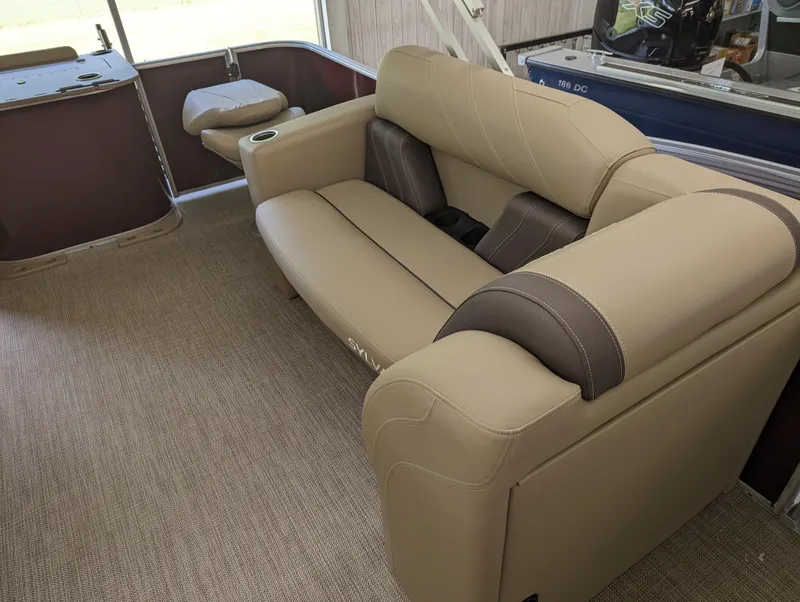 Slide: The Image of Interior of 2023 Sylvan Mirage Fish 8520 Party Fish 4.0 with beige sofa. - 5