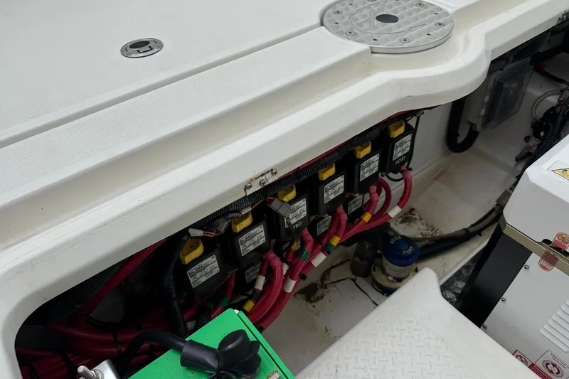 Slide: The Image of Electrical system of a 2022 Solace 41CS boat, featuring wiring and components. - 55