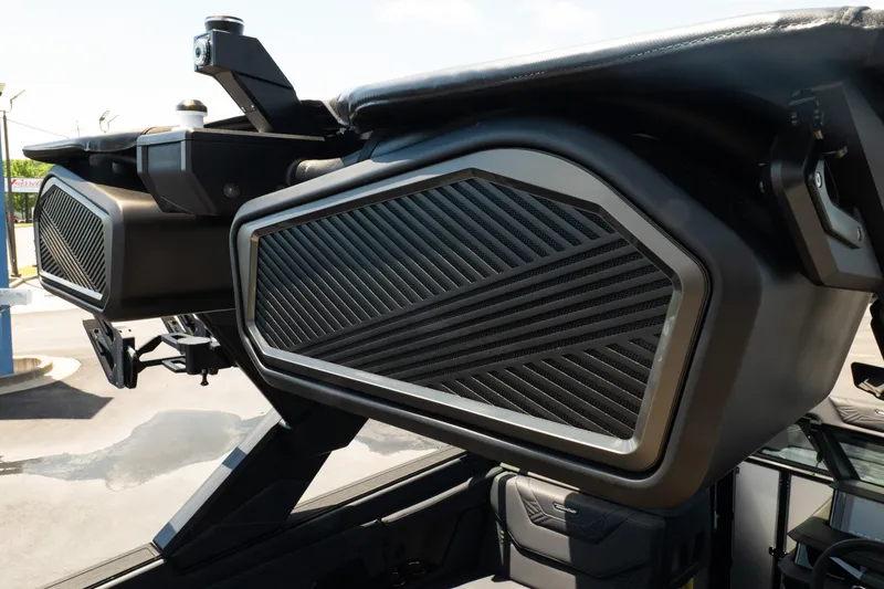 Slide: The Image of 2026 MasterCraft XStar 25 boat speakers, showcasing sleek design and advanced audio technology. - 23
