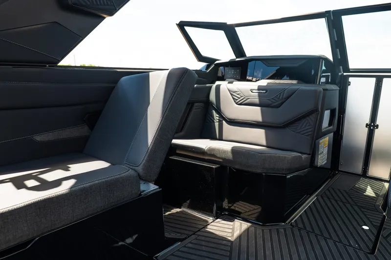 Slide: The Image of Interior of 2026 MasterCraft XStar 25 boat with sleek, modern seating design. - 41