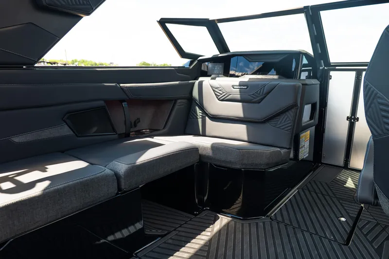 Slide: The Image of Interior of 2026 MasterCraft XStar 25 boat with sleek, modern seating design. - 42