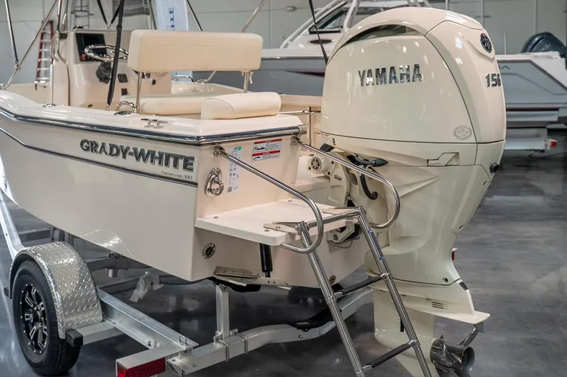 Slide: The Image of 2025 Grady-White Fisherman 180 boat with Yamaha 150 engine on trailer. - 4