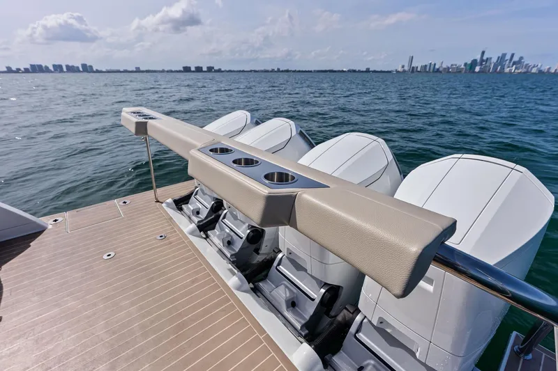 Slide: The Image of 2025 Formula 500 Super Sport Crossover boat with powerful engines on open water. - 10