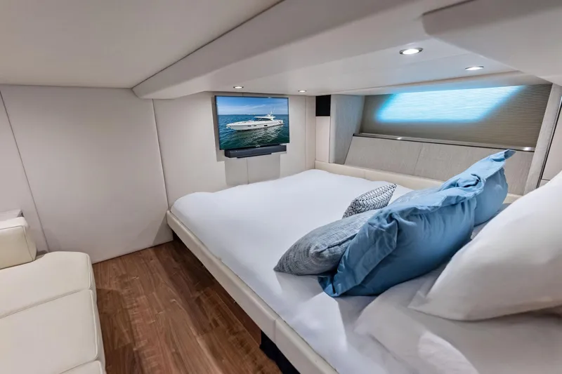 Slide: The Image of Luxurious cabin interior of 2025 Formula 500 Super Sport Crossover with bed and TV. - 35