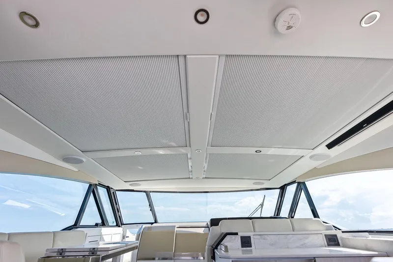 Slide: The Image of Interior view of 2025 Formula 500 Super Sport Crossover yacht, featuring sleek design and modern amenities. - 59