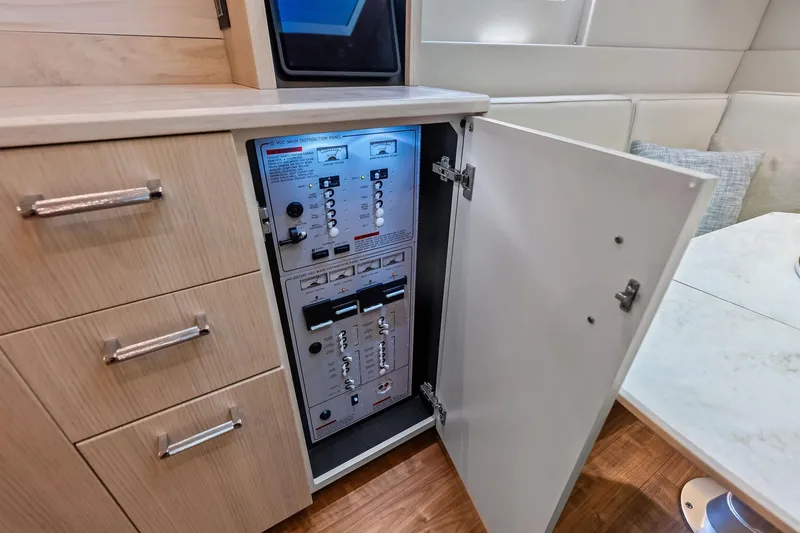 Slide: The Image of Electrical panel inside 2025 Formula 500 Super Sport Crossover boat cabin. - 68