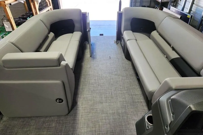 Slide: The Image of 2026 Sun Tracker Party Barge 20 DLX interior with spacious seating and modern design. - 3