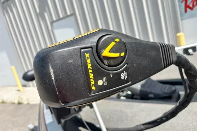 Slide: The Image of 2016 Ranger Z519 Comanche Fortrex trolling motor close-up, outdoors. - 3