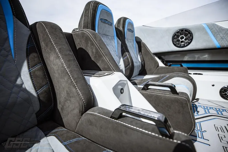 Slide: The Image of Luxurious interior of 2025 Interceptor 36 GTC boat with plush seating and modern design. - 58