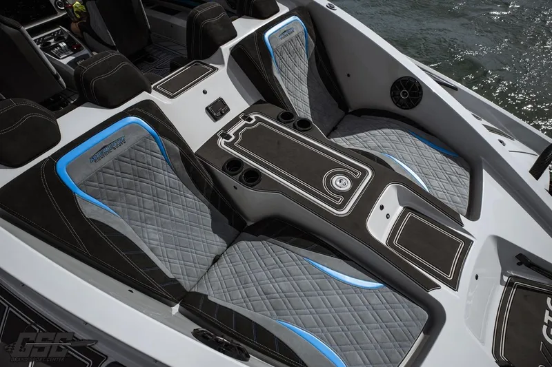 Slide: The Image of Luxurious interior of 2025 Interceptor 36 GTC boat with quilted seats and modern design. - 65