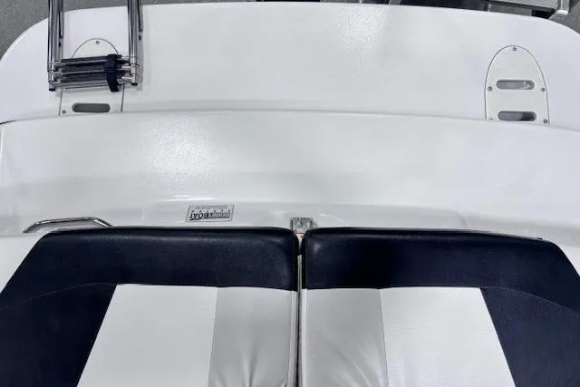 Slide: The Image of 2011 Glastron GT 205 Ski & Fish boat interior with white and black seating. - 30