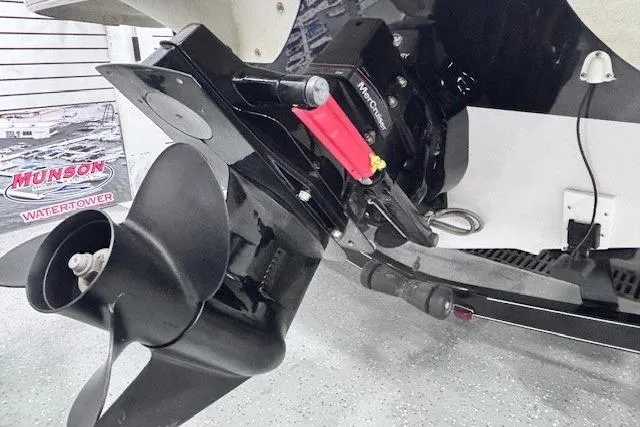 Slide: The Image of 2011 Glastron GT 205 Ski & Fish boat with MerCruiser outboard motor detail. - 32