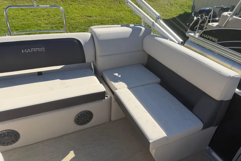 Slide: The Image of 2026 Harris Cruiser 190 SL boat interior with comfortable seating and modern design. - 3