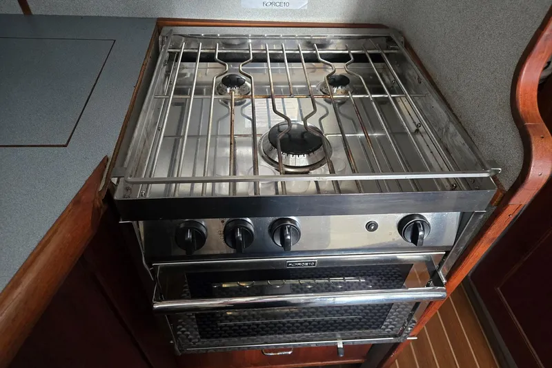 Slide: The Image of Stainless steel stove in 1992 Bayliner 3288 Motoryacht kitchen area. - 38