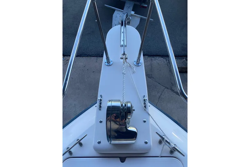 Slide: The Image of Bow view of 1997 Grady-White Gulfstream 232 with anchor winch and railing. - 9