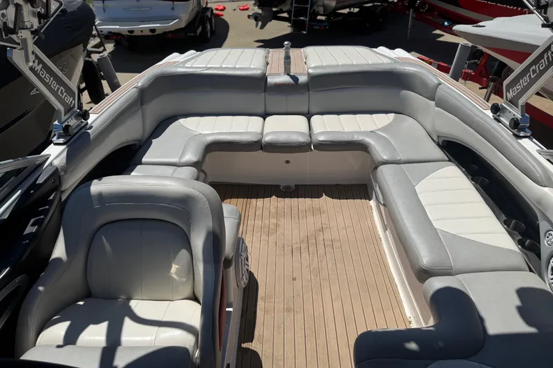 Slide: The Image of 2008 MasterCraft X-45 boat interior with spacious seating and sleek design. - 4