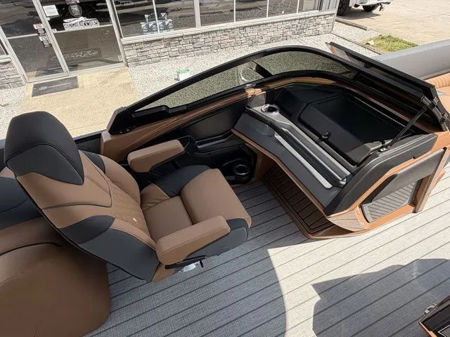 Slide: The Image of Luxurious interior of 2026 Avalon Catalina Quad Lounger with windshield. - 8