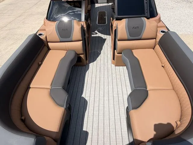 Slide: The Image of Interior of Avalon Catalina Quad Lounger Windshield 2026, luxurious seating. - 9