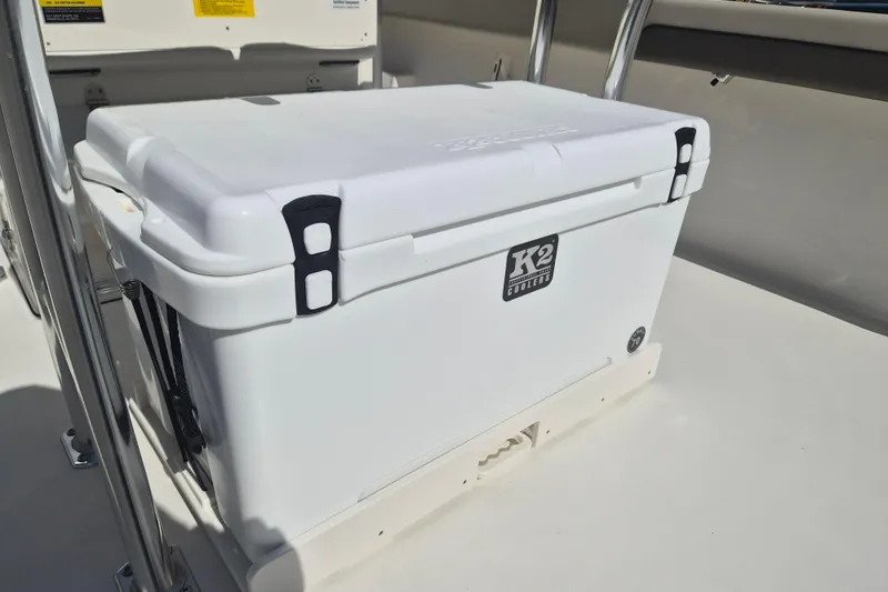 Slide: The Image of White K2 cooler on 2026 Key West 239 FS boat deck. - 8