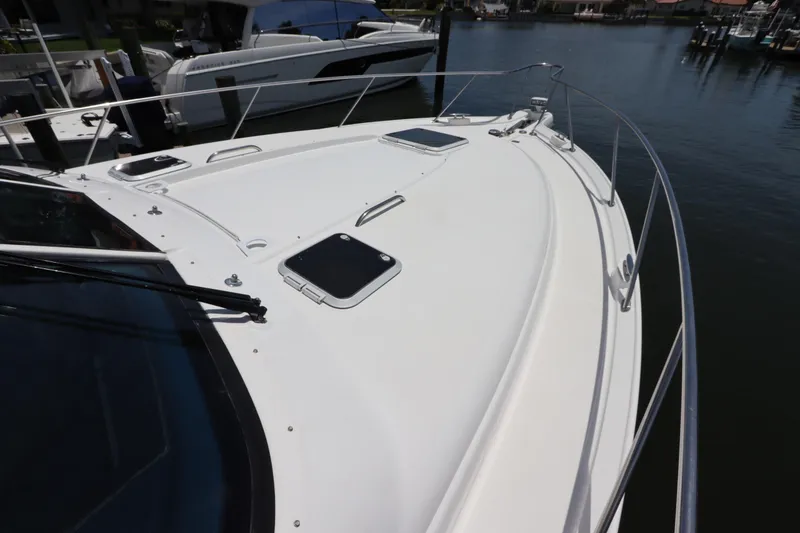Slide: The Image of 2008 Tiara Yachts 4300 Sovran boat deck with sleek design and modern features. - 11