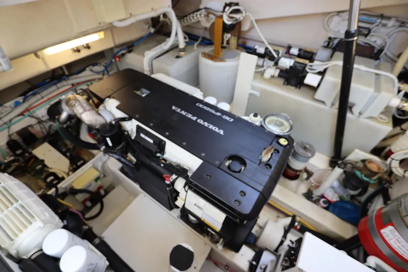 Slide: The Image of Engine room of 2008 Tiara Yachts 4300 Sovran, featuring Volvo Penta engine components. - 75